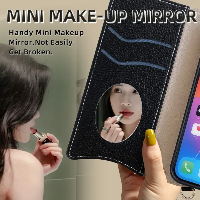 Housse Honor 400 Smart 5G / 4G avec Miroir et Bandoulière Chaîne Zippé