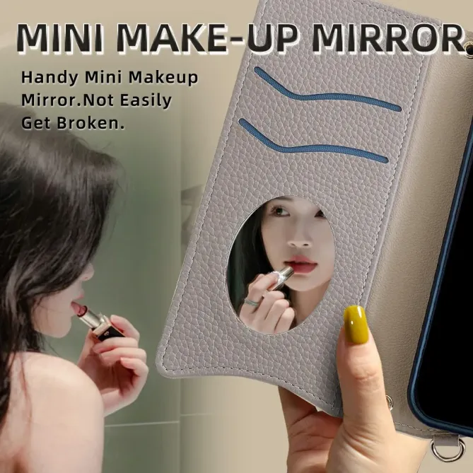 Housse Honor 400 Smart 5G / 4G avec Miroir et Bandoulière Chaîne Zippé