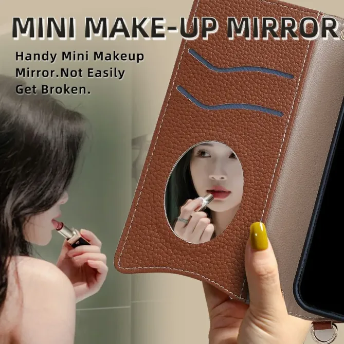 Housse Honor 400 Smart 5G / 4G avec Miroir et Bandoulière Chaîne Zippé