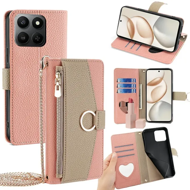 Housse Honor 400 Smart 5G / 4G luxury portefeuille avec chaîne