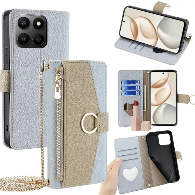 Housse Honor 400 Smart 5G / 4G luxury portefeuille avec chaîne