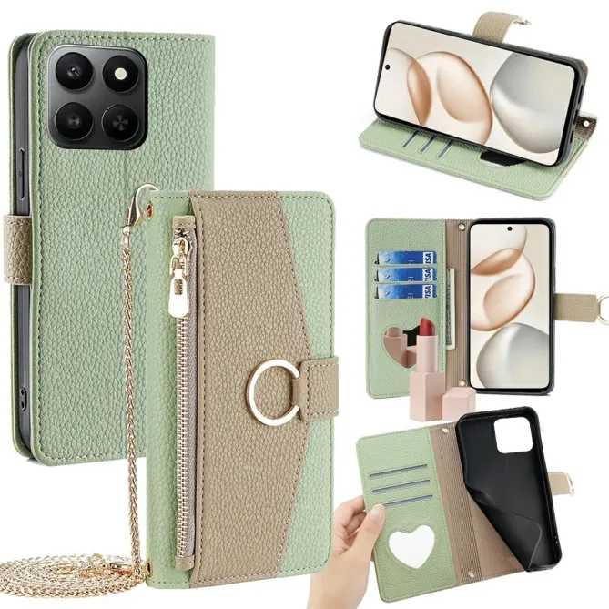 Housse Honor 400 Smart 5G / 4G luxury portefeuille avec chaîne