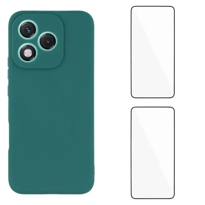 Pack Coque Silicone Honor 400 Lite Bords Droits avec Verres Trempés