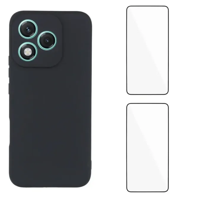 Pack Coque Silicone Honor 400 Lite Bords Droits avec Verres Trempés