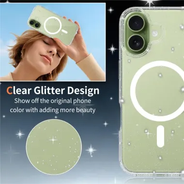 Coque iPhone 17 MagSafe scintillante transparente | STARDUST Transparent - photo 2