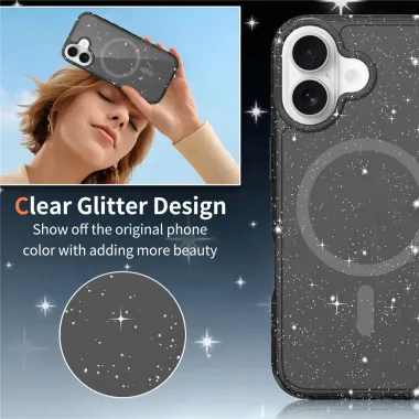 Coque iPhone 17 MagSafe scintillante transparente | STARDUST Noir - photo 14