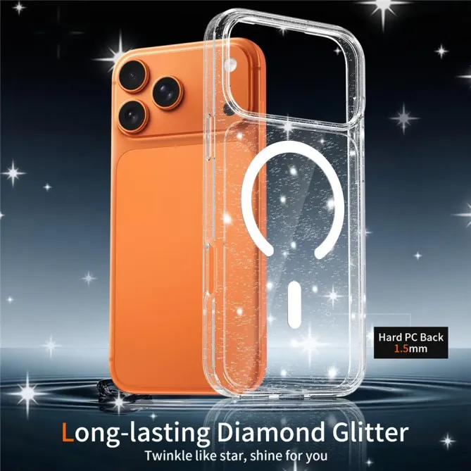 Coque iPhone 17 Pro Max MagSafe scintillante transparente | STARDUST