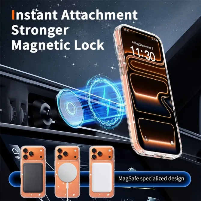 Coque iPhone 17 Pro Max MagSafe scintillante transparente | STARDUST