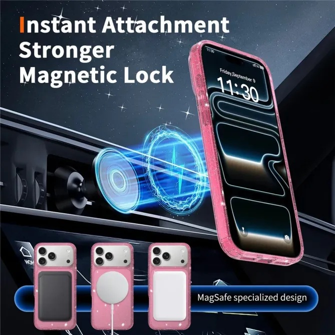 Coque iPhone 17 Pro Max MagSafe scintillante transparente | STARDUST