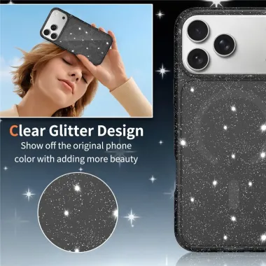 Coque iPhone 17 Pro Max MagSafe scintillante transparente | STARDUST Noir - photo 16