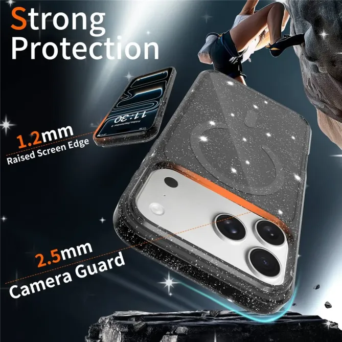 Coque iPhone 17 Pro Max MagSafe scintillante transparente | STARDUST