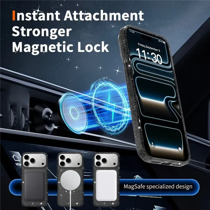 Coque iPhone 17 Pro MagSafe scintillante transparente | STARDUST