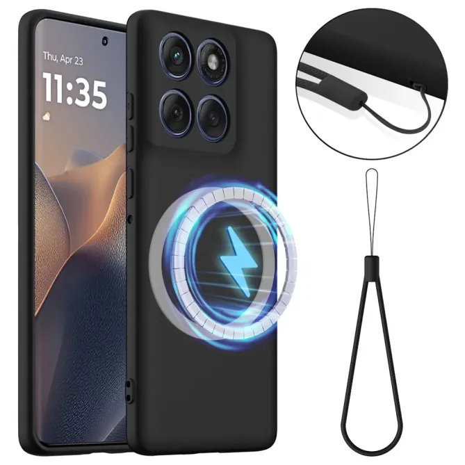 Coque Motorola Edge 70 Silicone Liquide MagSafe, Lanière