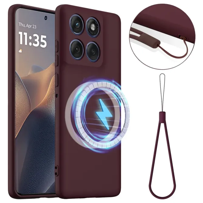 Coque Motorola Edge 70 Silicone Liquide MagSafe, Lanière