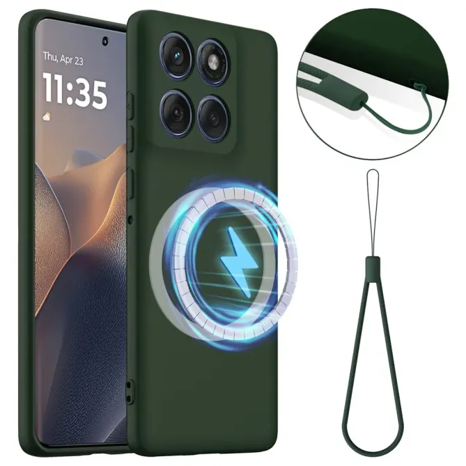 Coque Motorola Edge 70 Silicone Liquide MagSafe, Lanière