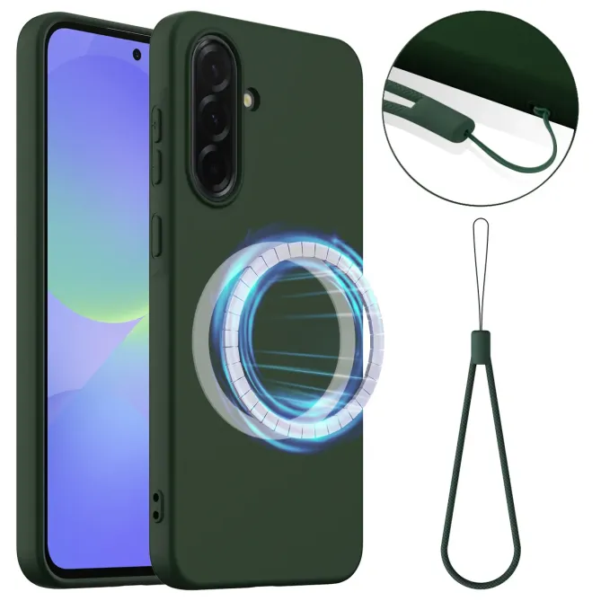 Coque Samsung Galaxy A57 Silicone Liquide MagSafe, Lanière
