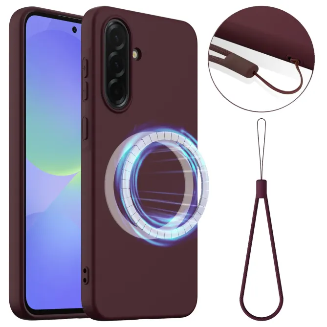 Coque Samsung Galaxy A57 Silicone Liquide MagSafe, Lanière