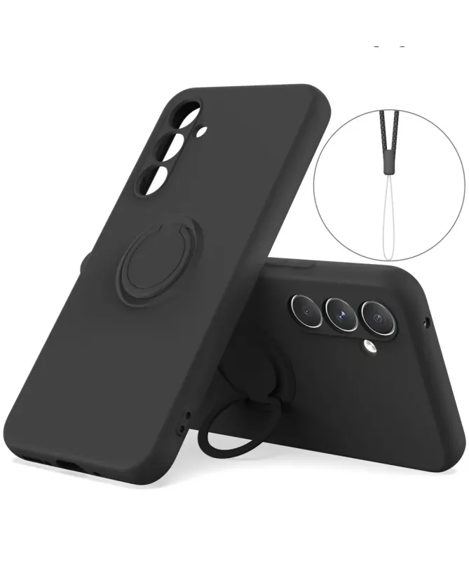 Coque Samsung Galaxy A57 silicone liquide avec anneau