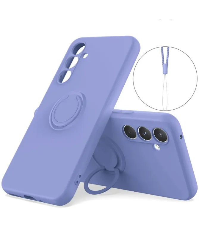 Coque Samsung Galaxy A57 silicone liquide avec anneau