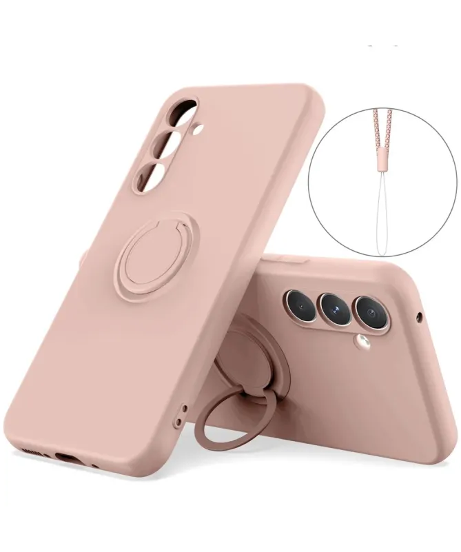 Coque Samsung Galaxy A57 silicone liquide avec anneau