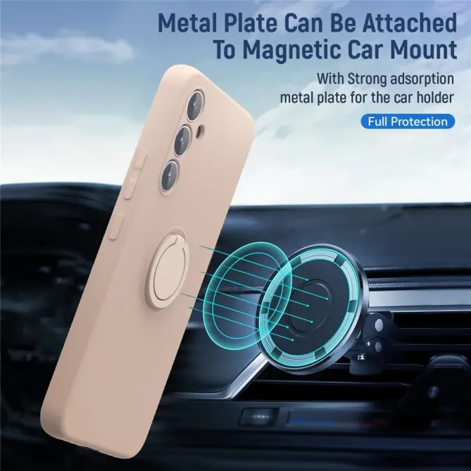 Coque Samsung Galaxy A57 Silicone Liquide avec Anneau et Verre Trempé