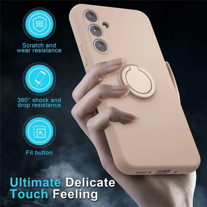 Coque Samsung Galaxy A37 Silicone Liquide avec Anneau et Verre Trempé