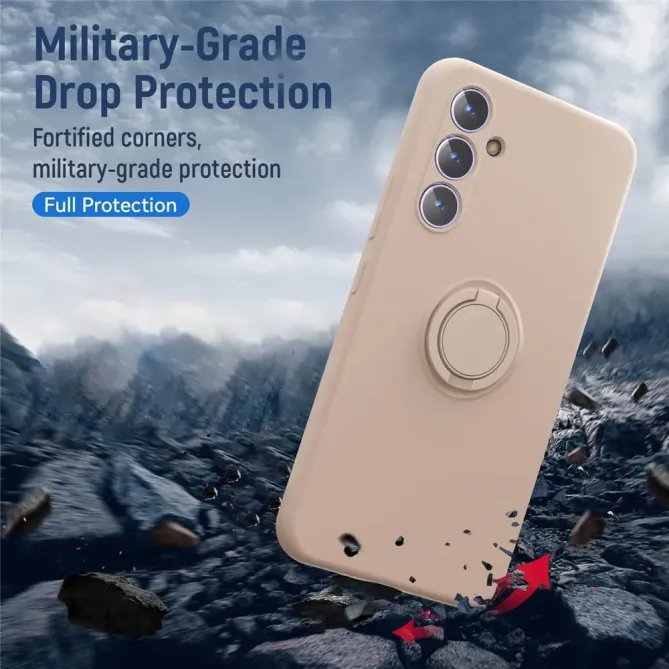 Coque Samsung Galaxy A37 Silicone Liquide avec Anneau et Verre Trempé