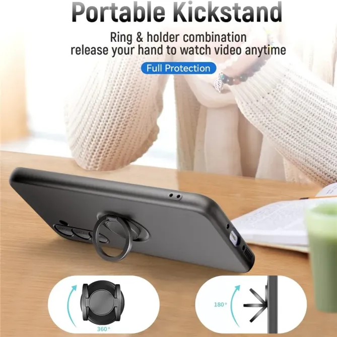 Coque Samsung Galaxy A37 Silicone Liquide avec Anneau et Verre Trempé