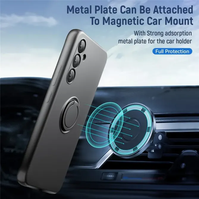 Coque Samsung Galaxy A37 Silicone Liquide avec Anneau et Verre Trempé