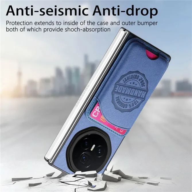 Coque Honor Magic V3 texture denim porte-cartes | INDIGO