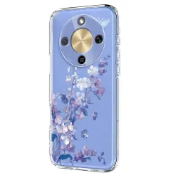Coque HONOR Magic 8 Lite / X9d 5G fleurs violettes papillon