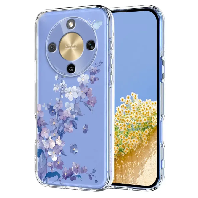 Coque HONOR Magic 8 Lite / X9d 5G fleurs violettes papillon