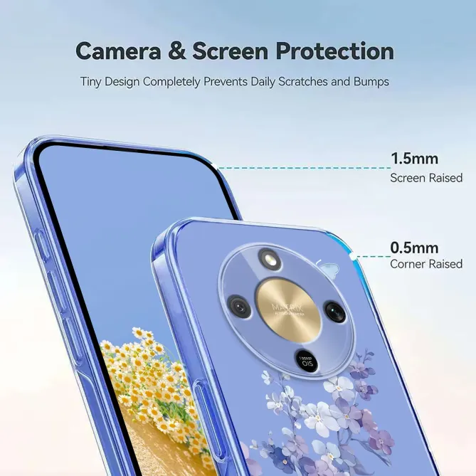 Coque HONOR Magic 8 Lite / X9d 5G fleurs violettes papillon
