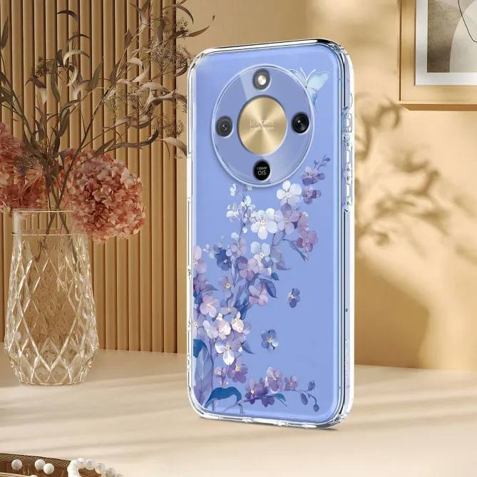 Coque HONOR Magic 8 Lite / X9d 5G fleurs violettes papillon