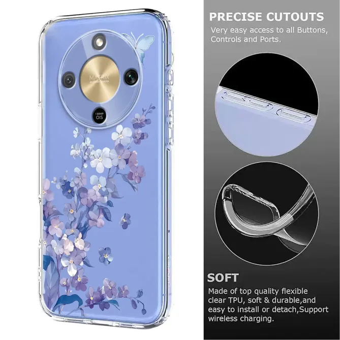 Coque HONOR Magic 8 Lite / X9d 5G fleurs violettes papillon