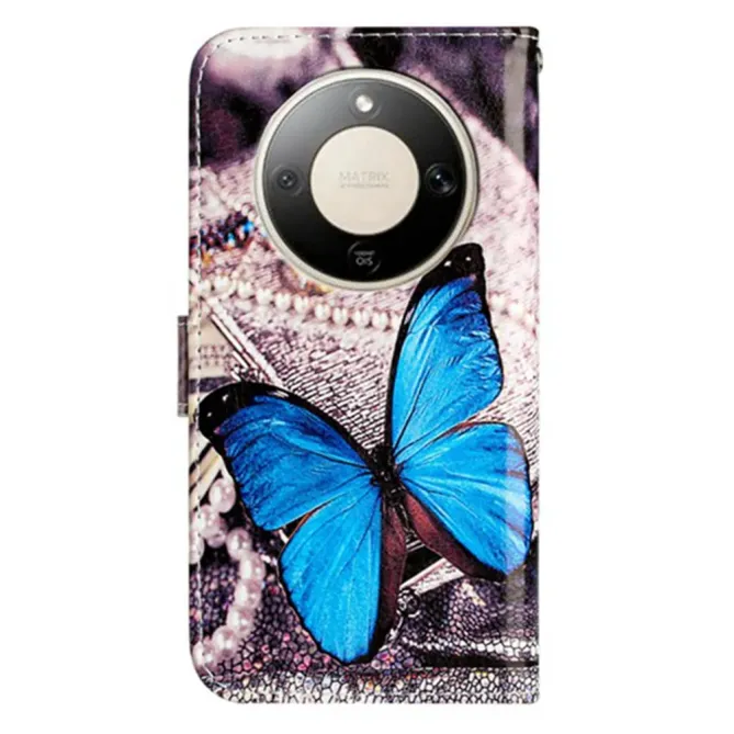 Housse Honor Magic 8 Lite / X9d 5G Papillon Bleu et Bijoux