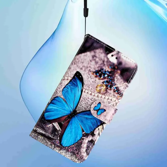 Housse Honor Magic 8 Lite / X9d 5G Papillon Bleu et Bijoux