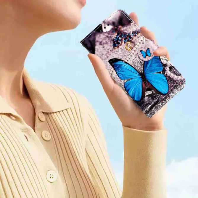 Housse Honor Magic 8 Lite / X9d 5G Papillon Bleu et Bijoux