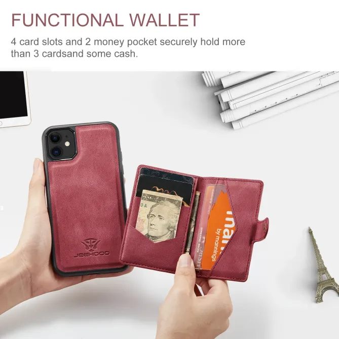 Coque iPhone 11 Simili Cuir Rétro Porte cartes détachable | J01