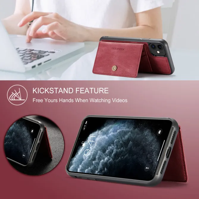 Coque iPhone 11 Simili Cuir Rétro Porte cartes détachable | J01