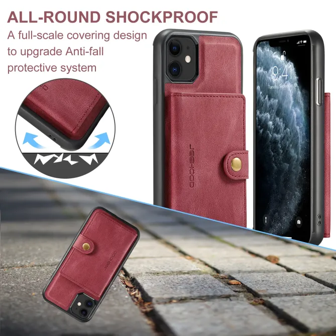 Coque iPhone 11 Simili Cuir Rétro Porte cartes détachable | J01