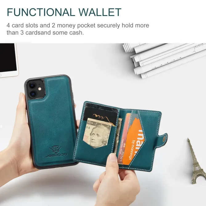 Coque iPhone 11 Simili Cuir Rétro Porte cartes détachable | J01