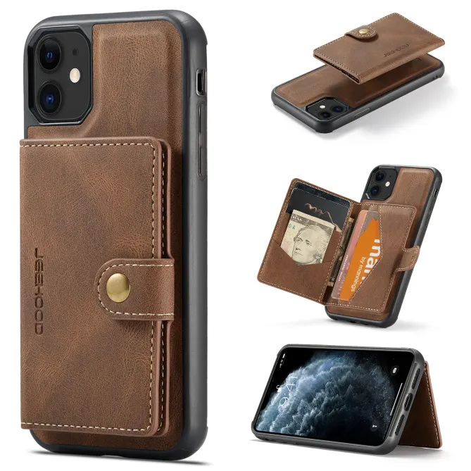 Coque iPhone 11 Simili Cuir Rétro Porte cartes détachable | J01