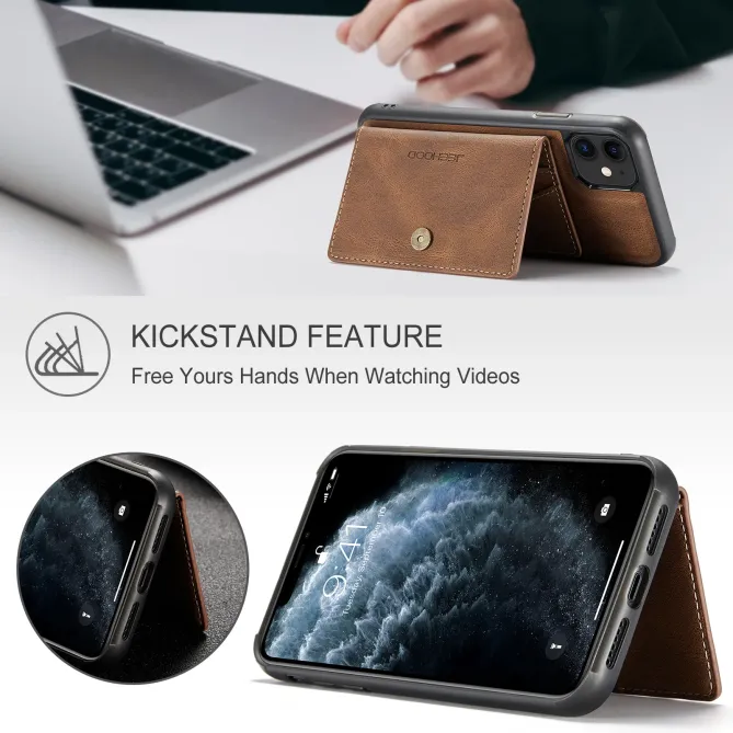 Coque iPhone 11 Simili Cuir Rétro Porte cartes détachable | J01