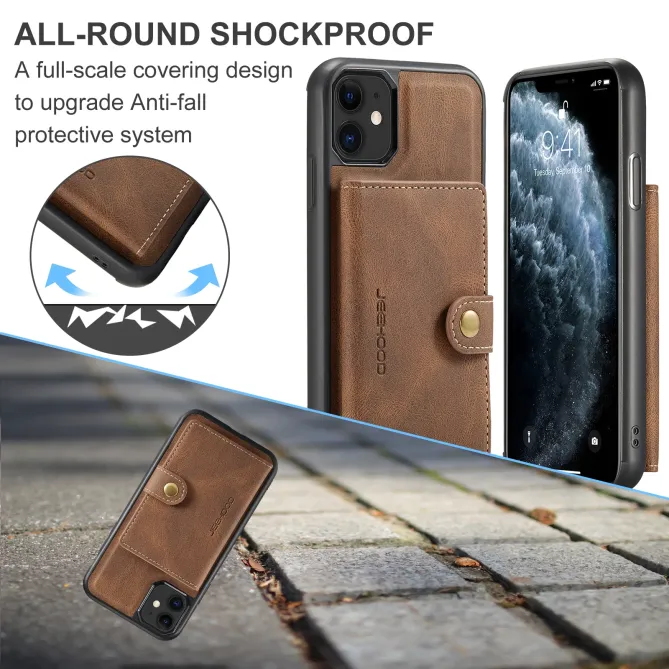 Coque iPhone 11 Simili Cuir Rétro Porte cartes détachable | J01