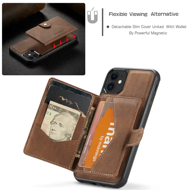 Coque iPhone 11 Simili Cuir Rétro Porte cartes détachable | J01