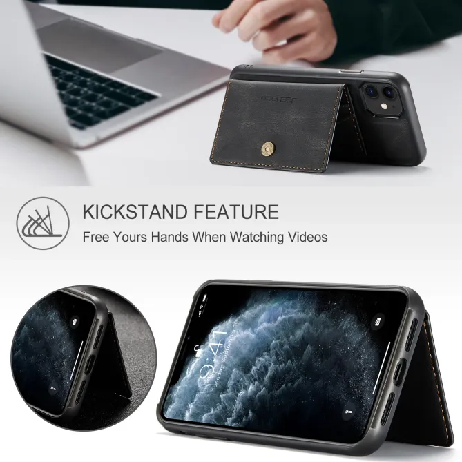 Coque iPhone 11 Simili Cuir Rétro Porte cartes détachable | J01