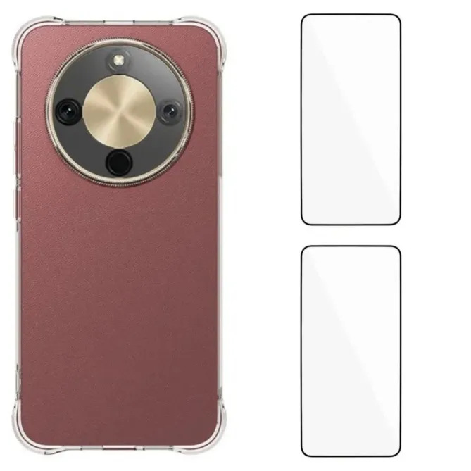 Pack Honor Magic 8 Lite / X9d 5G | Coque Coins Renforcés Transparente avec 2 Verres Trempés