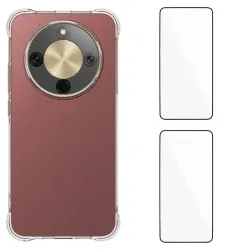 Pack Honor Magic 8 Lite / X9d 5G | Coque Coins Renforcés Transparente avec 2 Verres Trempés