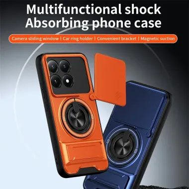 Coque Xiaomi 15T Magnétique Anneau Support et Cache Caméra Coulissant